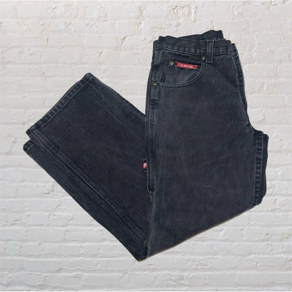 U.S. Polo Association Black Denim Vintage Workman’s Wide Leg Pants in Boy’s 16